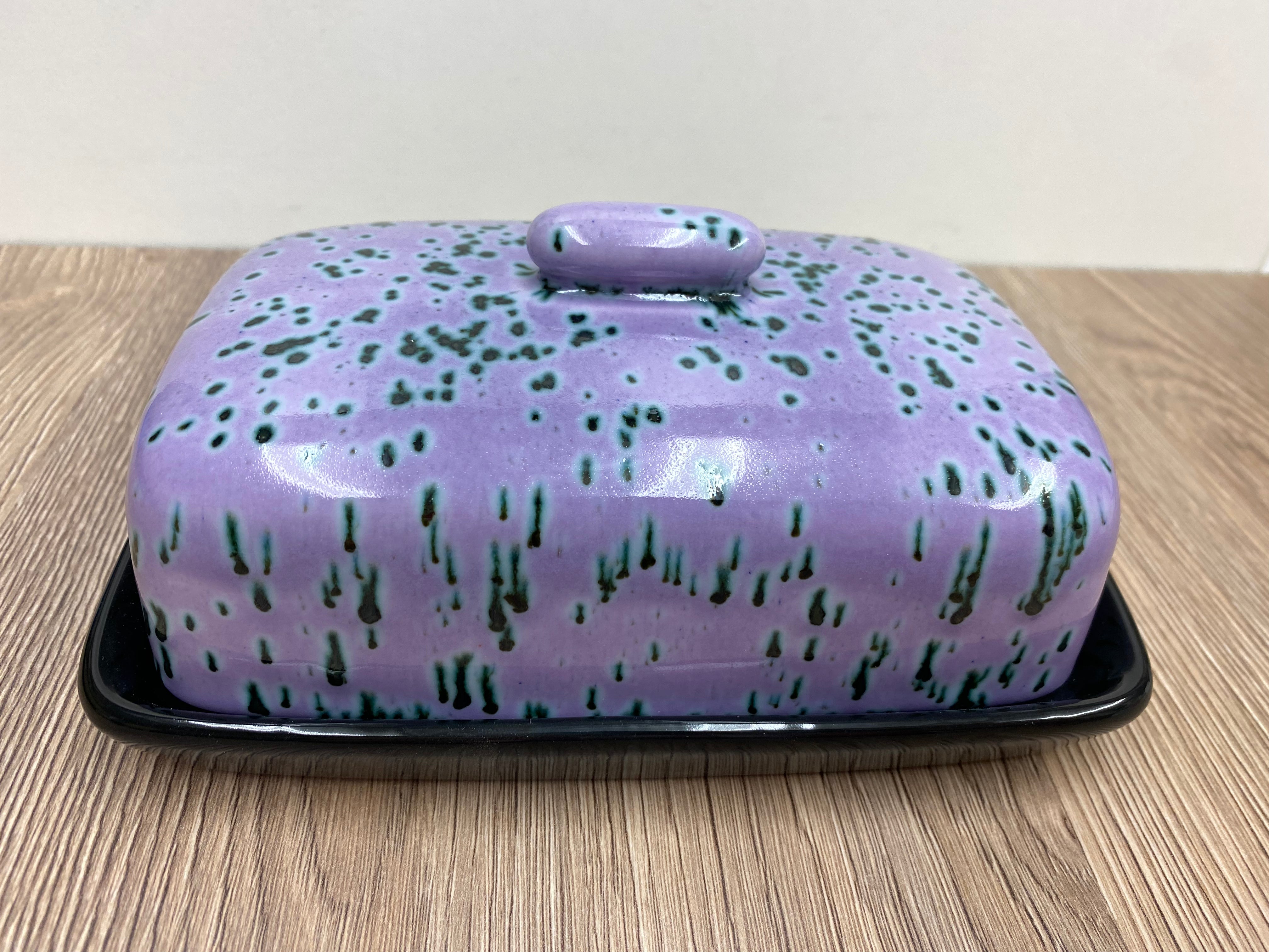 Butter Dish with Purple Speckle Glaze