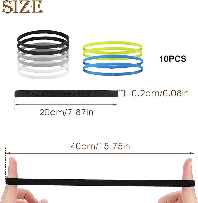 10 Pcs Boys Headband for Kids, Sports Headband for Boys,Men Women Elastic Sports Hairbands Non Slip Thin Headbands Sport Hair Band for Football Running Yoga Workout (Multicolour) - British D'sire