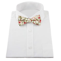 100% cotton cream floral bow tie | Style for weddings, parties, and gatherings | Comes with an adjustable strap - All Products - British D'sire