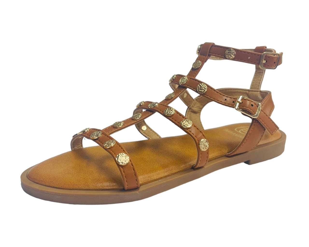 Flat Studded Gladiator Buckle Sandals