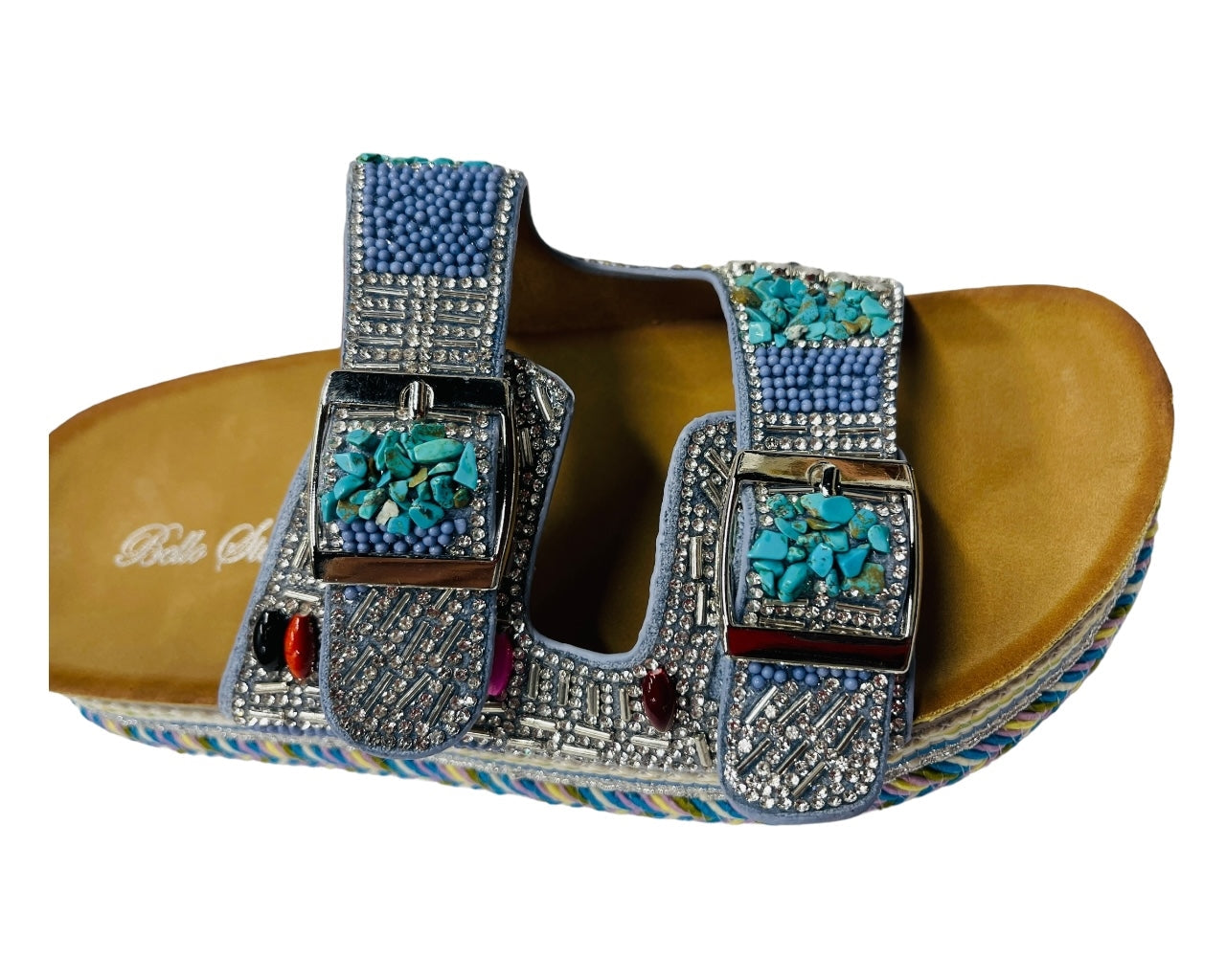 Platform Faux Leather Multi Stone Maule Sliders