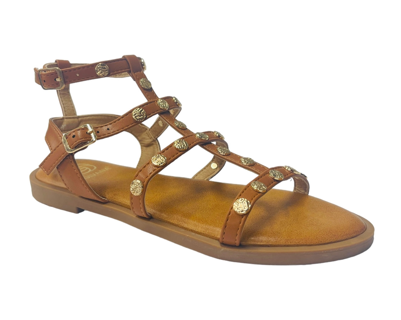 Flat Studded Gladiator Buckle Sandals