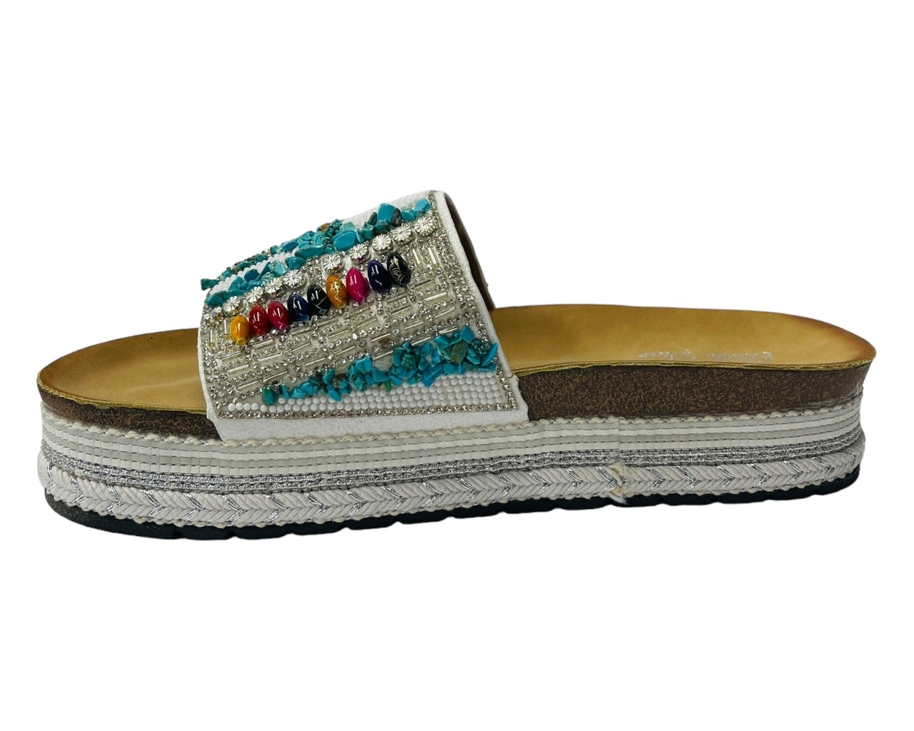 Platform Faux Leather Multi Stone Maule Sliders