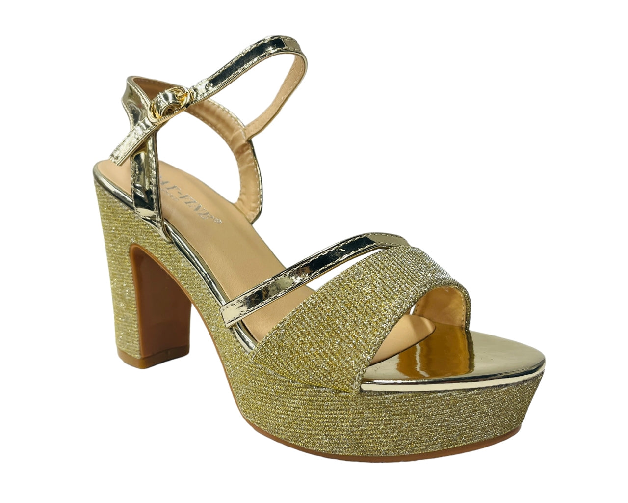 Women's Block Heel Platform Glitter Shoes