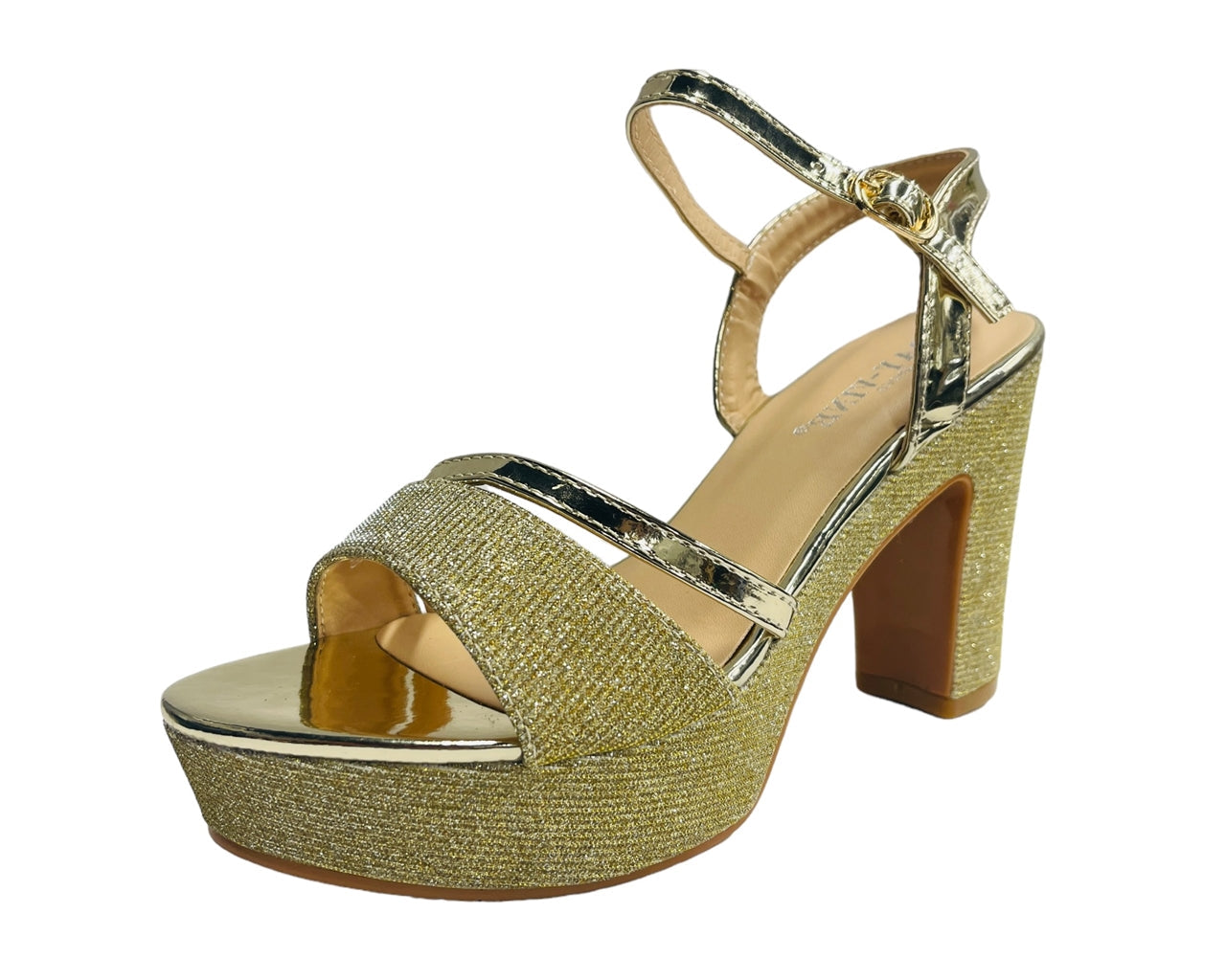 Women's Block Heel Platform Glitter Shoes