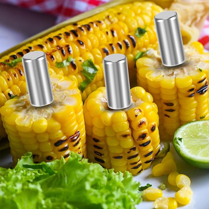 10pcs Corn on The Cob Skewers Corn Holders Corn on The Cob Stainless Steel Corn Cob Holders BBQ Fork Skewers for Home Cooking Barbecue,Parties, Picnics,Camping(Silver) - British D'sire