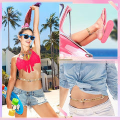 12 Pcs Waist Beads Body Jewelry Beach Bikini Belly Beads Waist Chains for Women Adjustable Belly Necklace Stomach Jewelry Chain Women's Body Chains - Body Jewellery - British D'sire