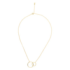 14K Gold Plated Two Circle Interlocking Pendant Necklace Nichestar