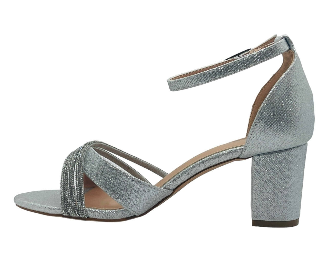 Ankle Strap Glitter Block Heel Shoes