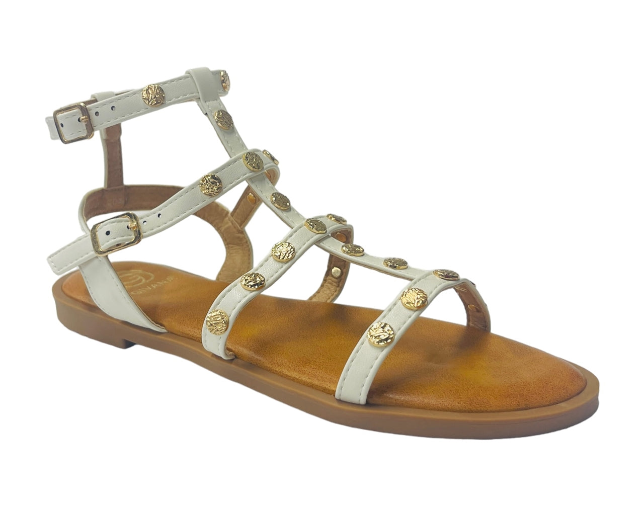 Flat Studded Gladiator Buckle Sandals