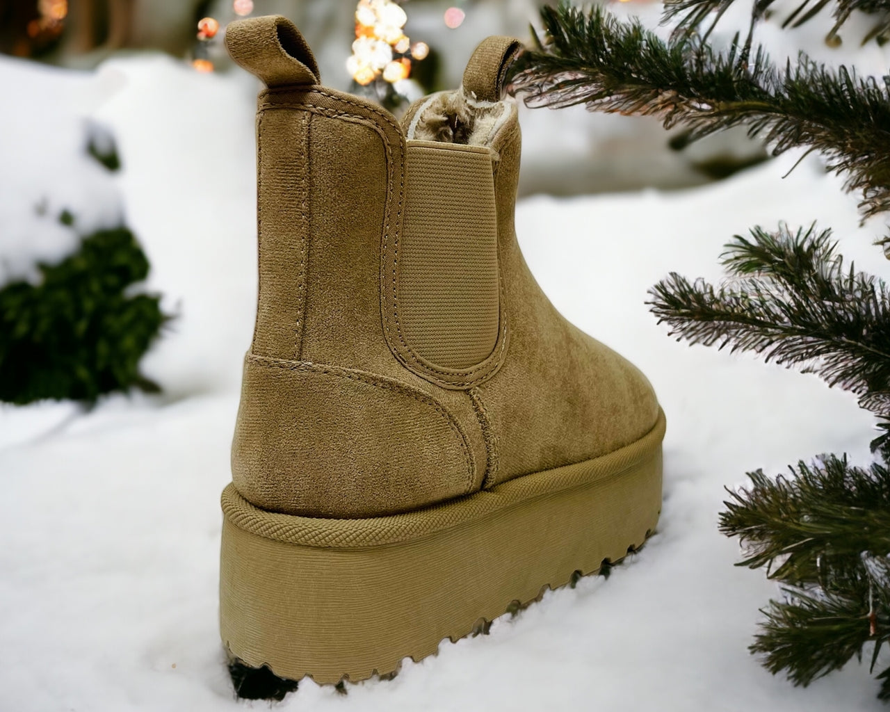 Women's Faux Suede Fur Platform Chelsea Boots