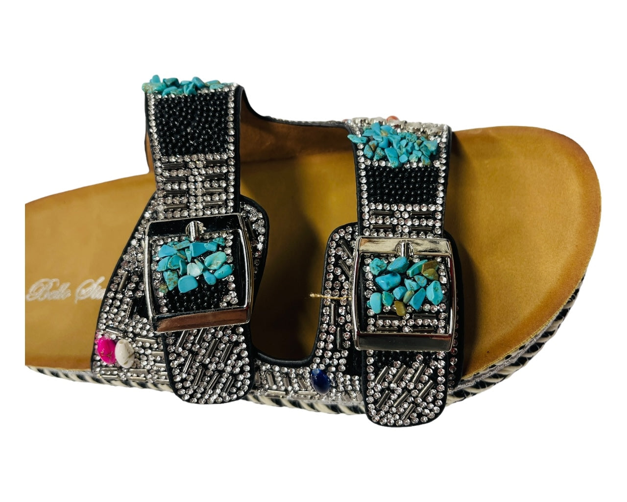 Platform Faux Leather Multi Stone Maule Sliders