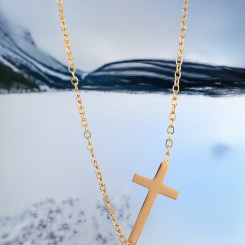 14K gold necklace | Gold Plated Cross Pendant Necklace - Jewelry - British D'sire