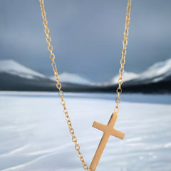 14K gold necklace | Gold Plated Cross Pendant Necklace - Jewelry - British D'sire