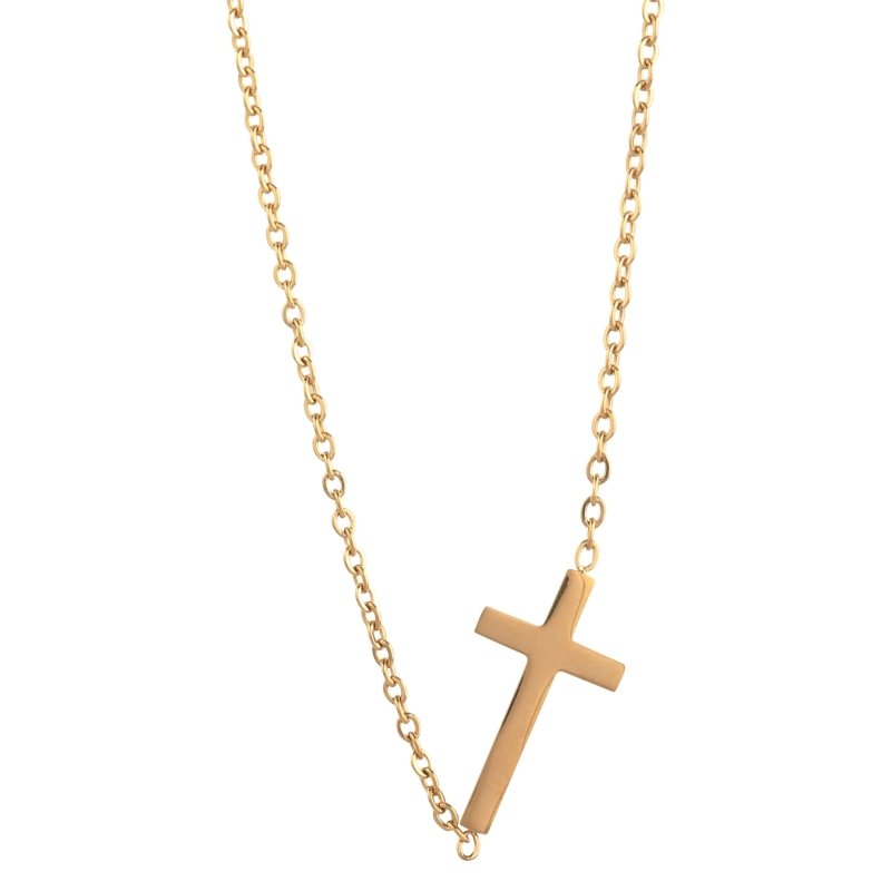 14K gold necklace | Gold Plated Cross Pendant Necklace - Jewelry - British D'sire