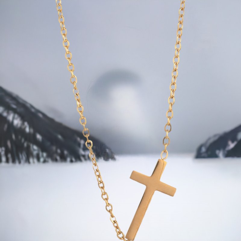 14K gold necklace | Gold Plated Cross Pendant Necklace - Jewelry - British D'sire