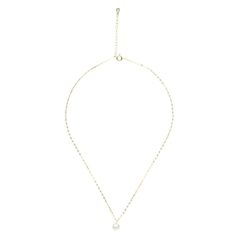 14K Gold Plated Solitaire Necklace - Jewelry - British D'sire