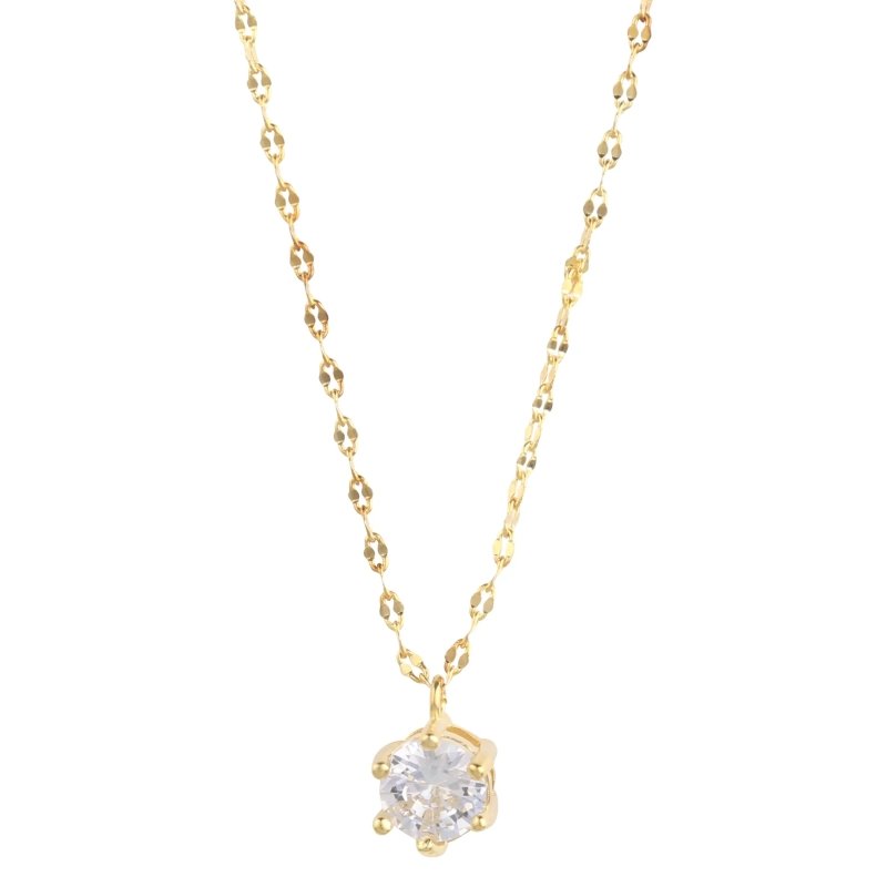 14K Gold Plated Solitaire Necklace - Jewelry - British D'sire