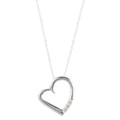 14K Silver Plated Necklace Love Heart Pave Pendant Necklace - Jewelry - British D'sire