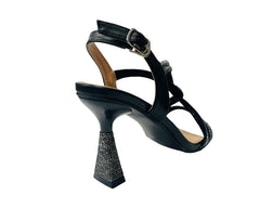 Women's Crossover Diamante Strappy Spool Heel Shoes