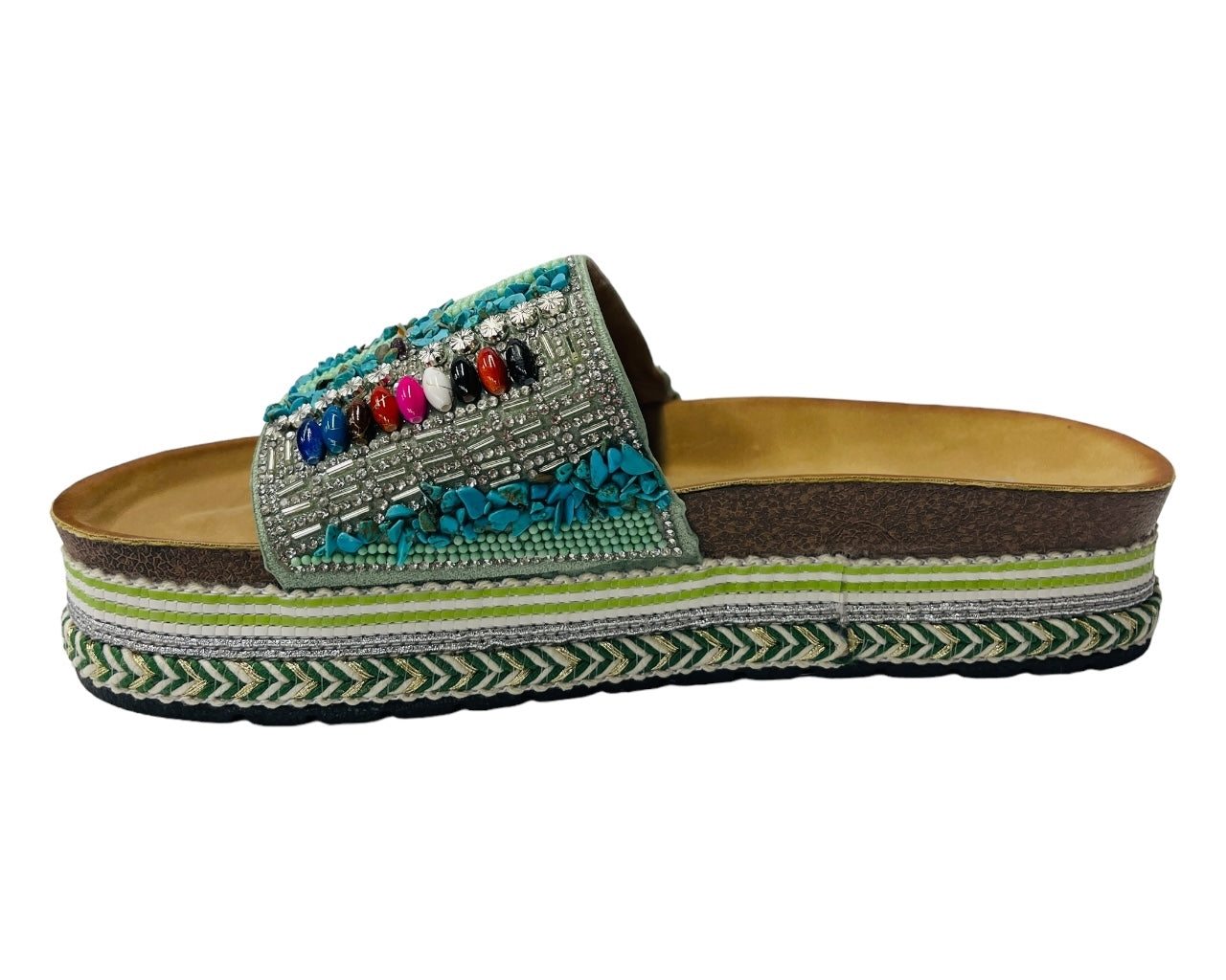 Platform Faux Leather Multi Stone Maule Sliders