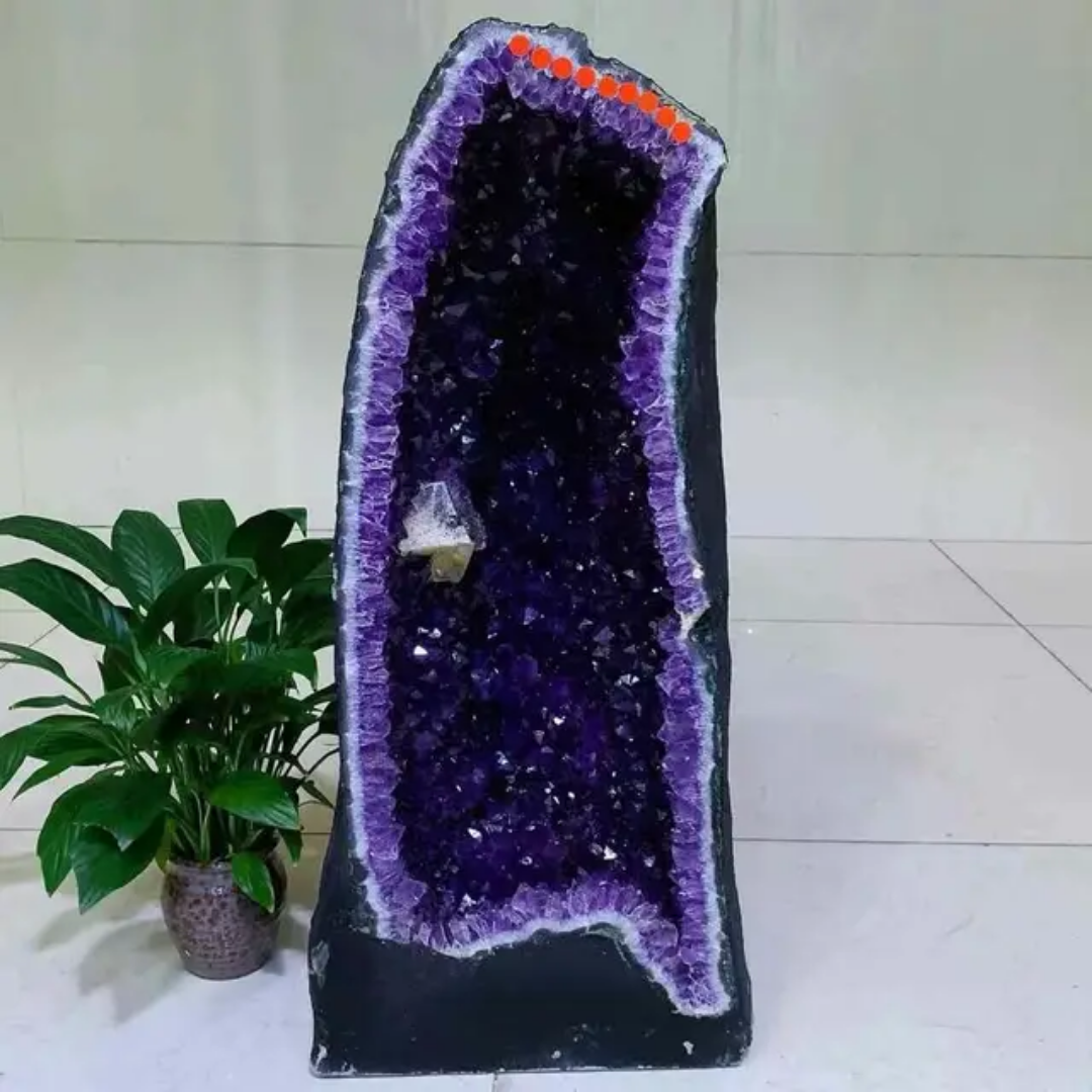 Beautiful pair amethyst crystal wings natural healing rock quartz butterfly geodes cluster with metal stand for home decoration