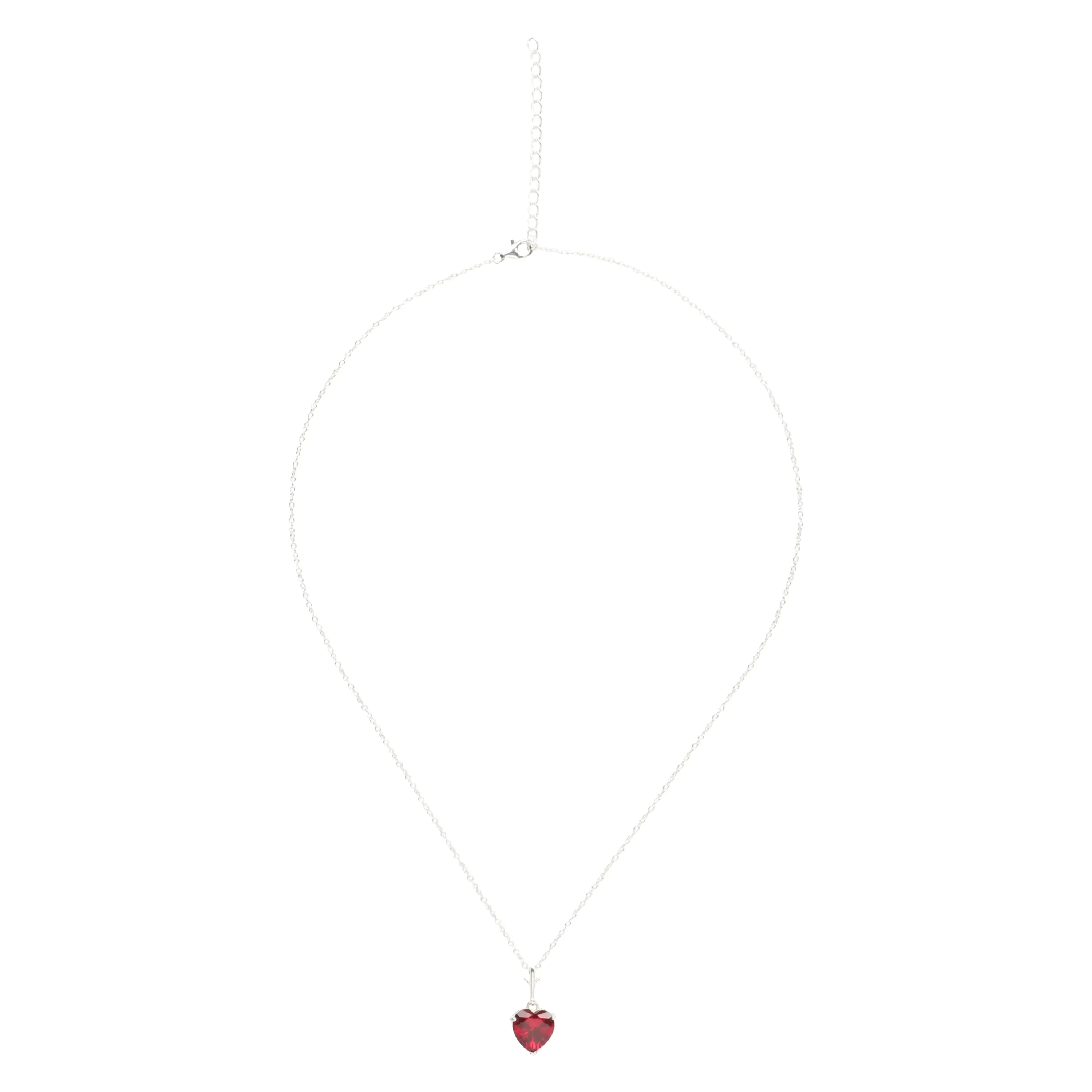 925 Sterling Silver Red Heart Pendant Necklace Nichestar