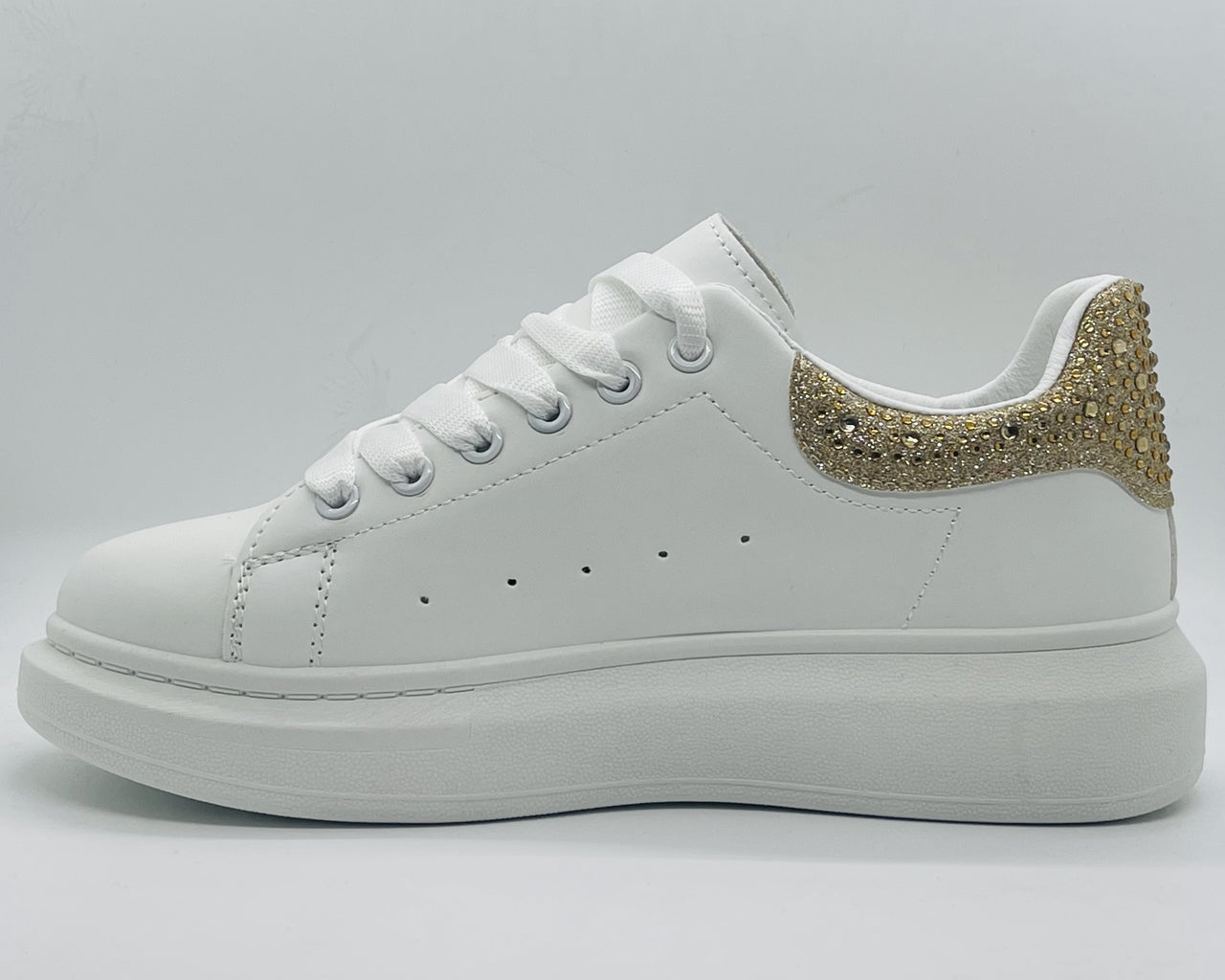 Women's Crystal Chunky Sole Lace Up Trainers