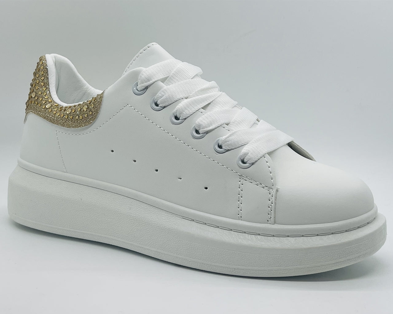 Women's Crystal Chunky Sole Lace Up Trainers