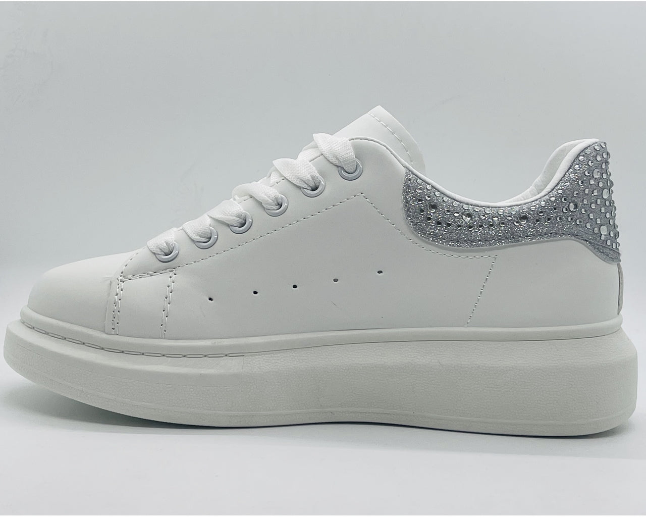 Women's Crystal Chunky Sole Lace Up Trainers