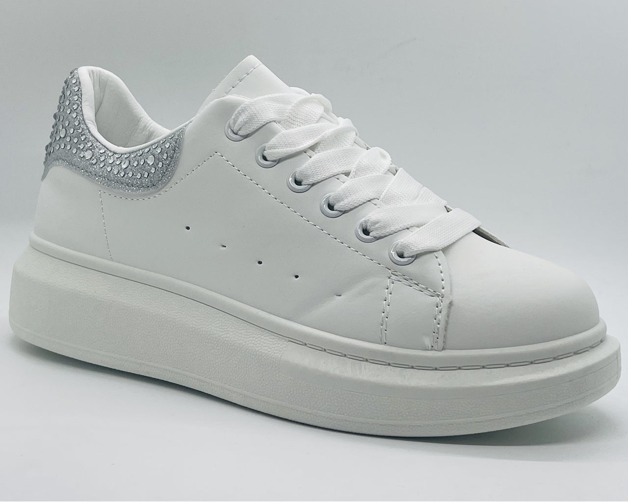 Women's Crystal Chunky Sole Lace Up Trainers