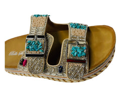 Platform Faux Leather Multi Stone Maule Sliders