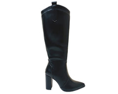 Women's Faux Leather Knee High Block Heel Boots