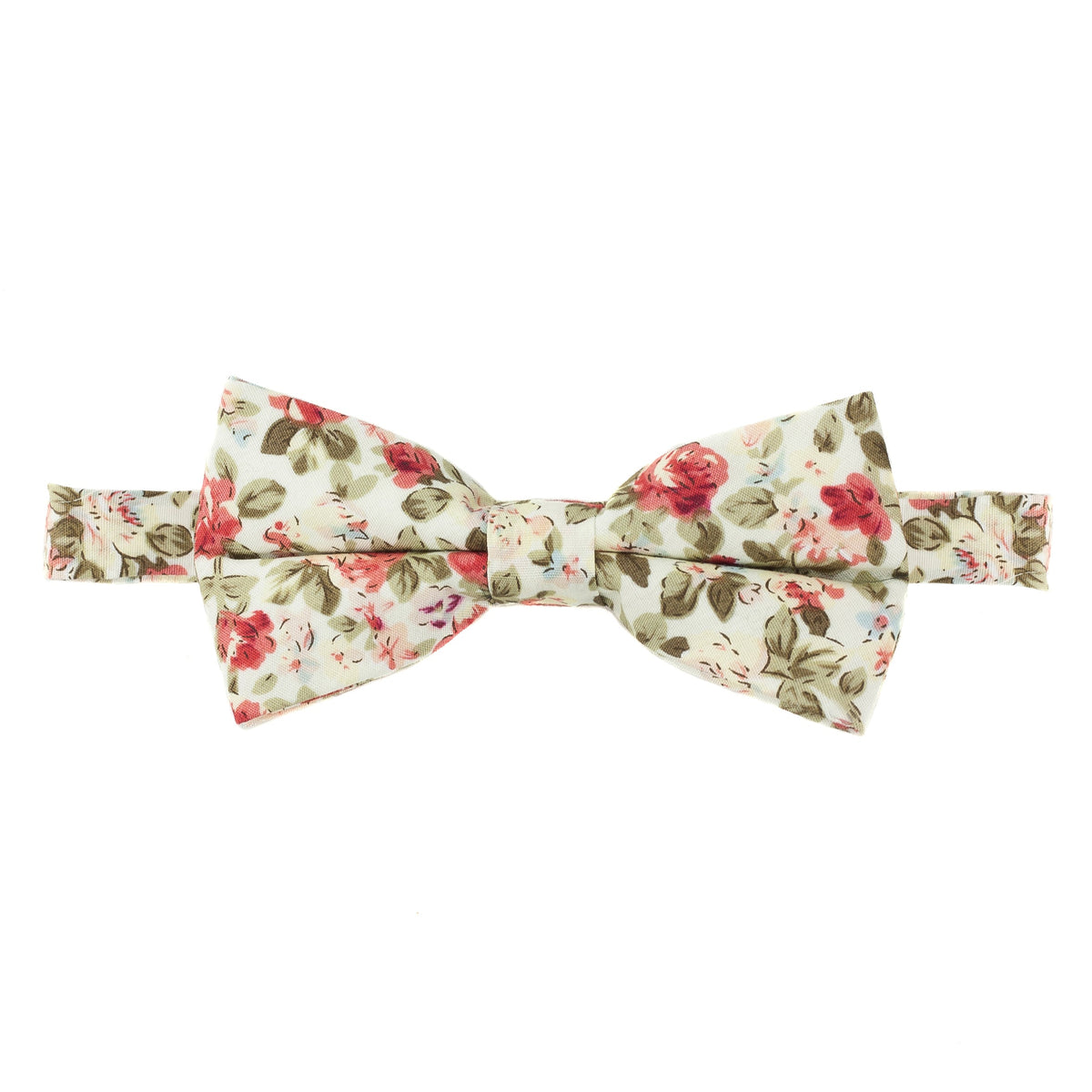 100% cotton cream floral bow tie | Style for weddings, parties, and gatherings | Comes with an adjustable strap