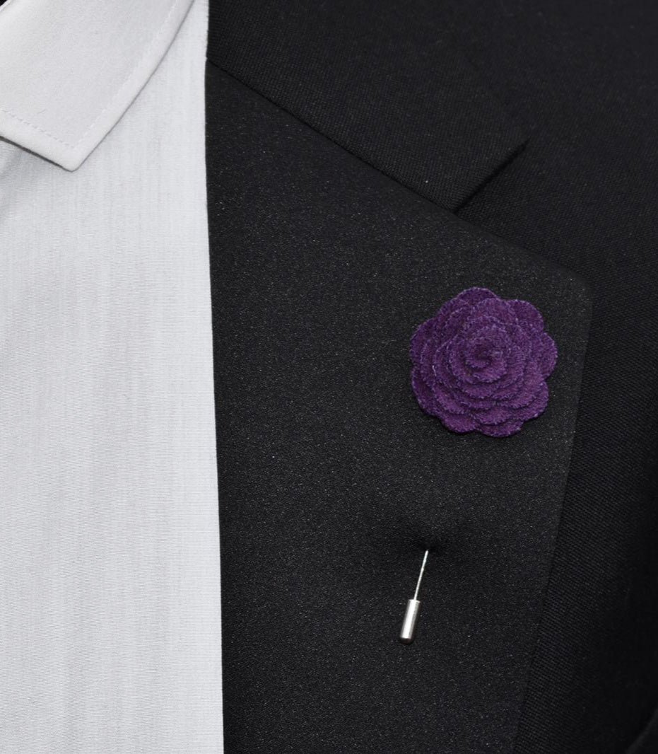 Felt Rose Lapel Pin, Purple