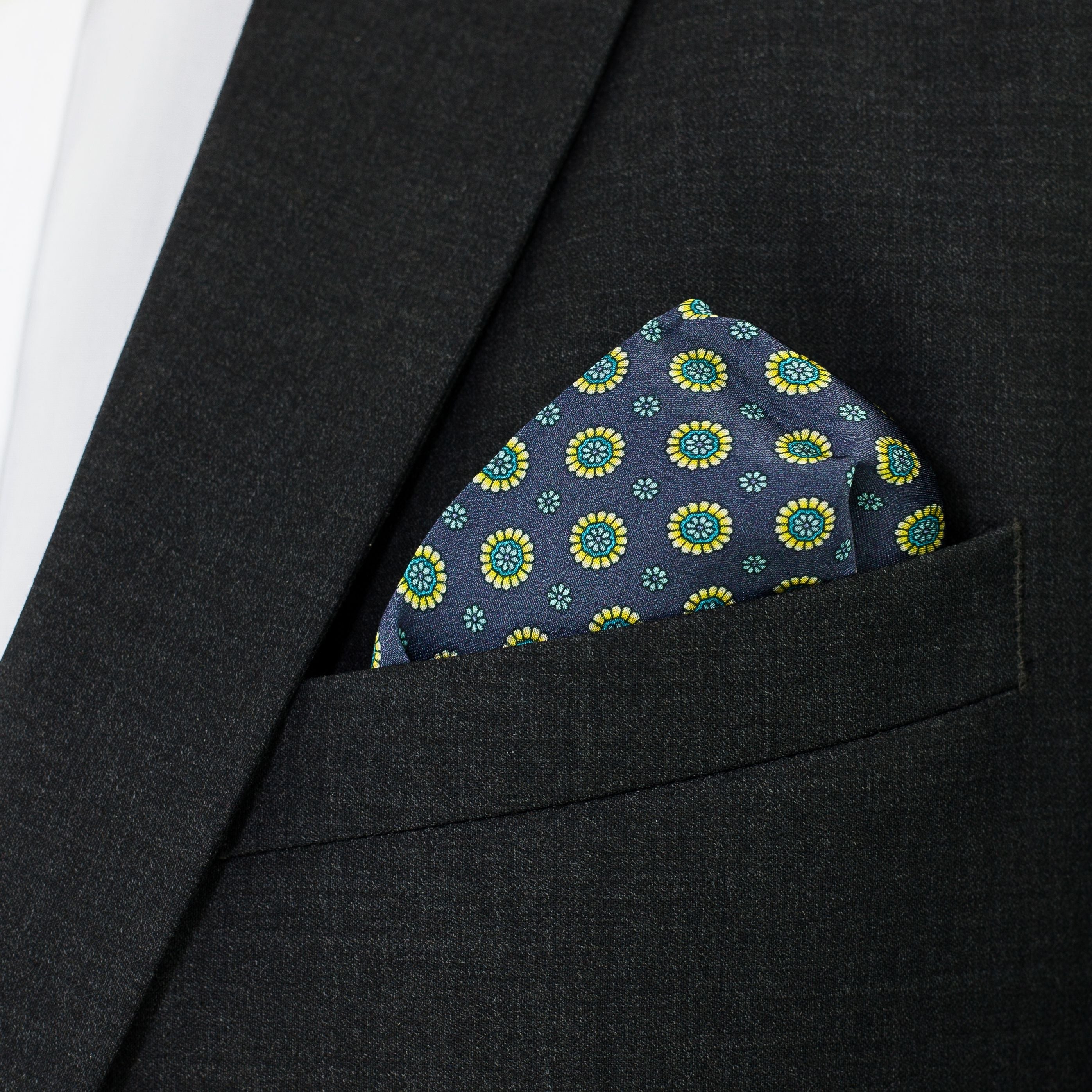 Blue and Yellow Silk Pocket Square