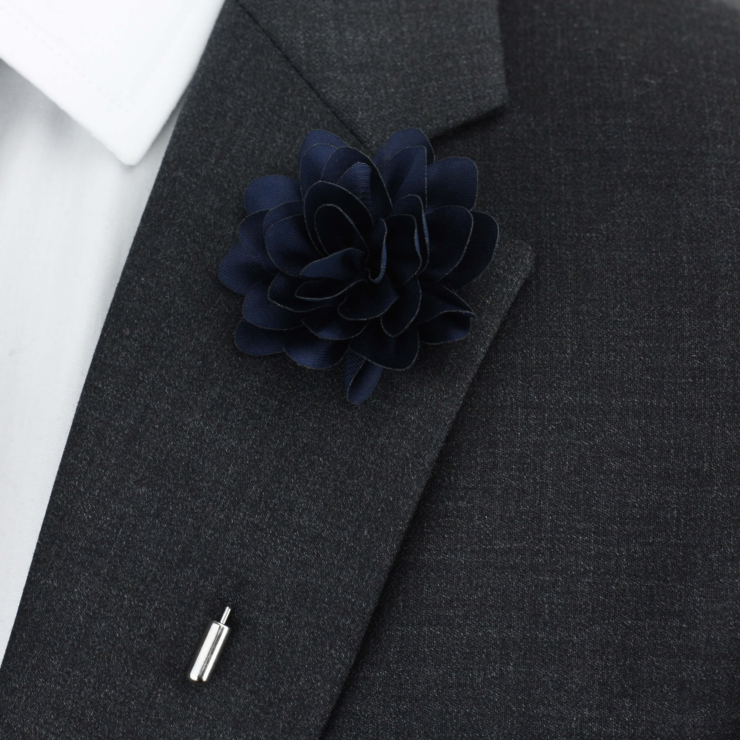 Amour Flower Lapel Pin, Navy