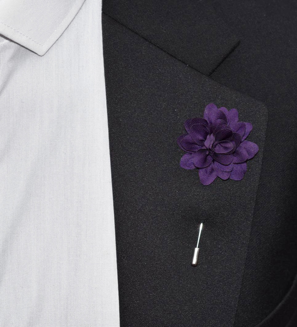 Amour Flower Lapel Pin, Deep Purple