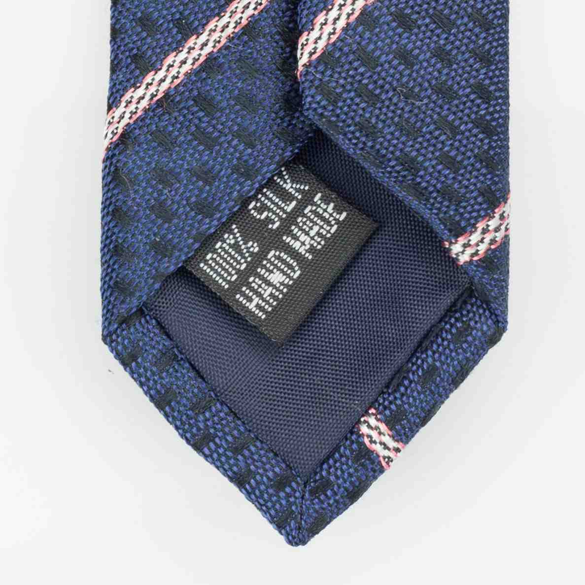 Navy Striped Woven Silk Tie