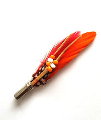 Orange Feather Lapel Pin