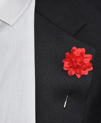 Amour Flower Lapel Pin, Red