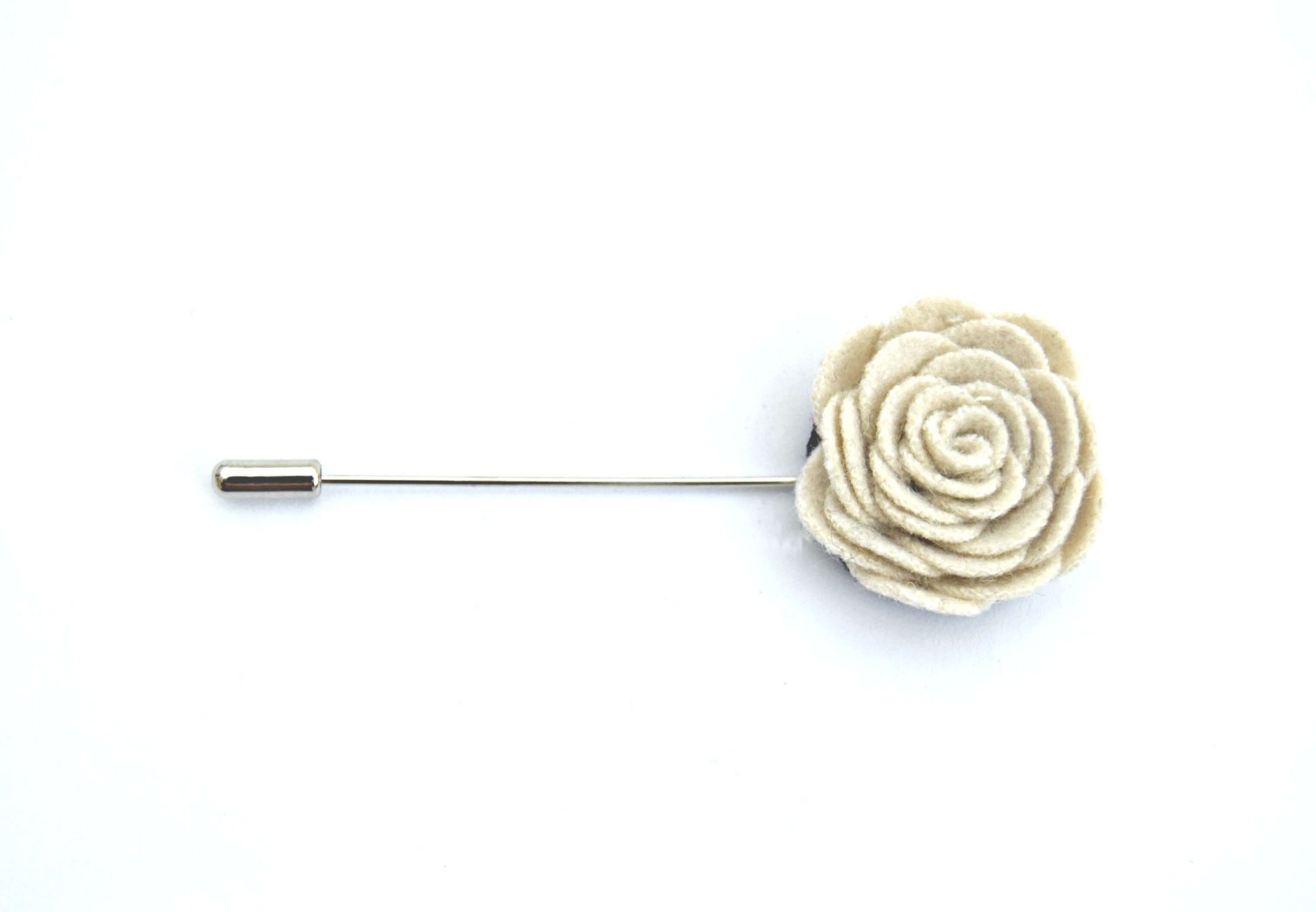 Felt Rose Lapel Pin, Cream