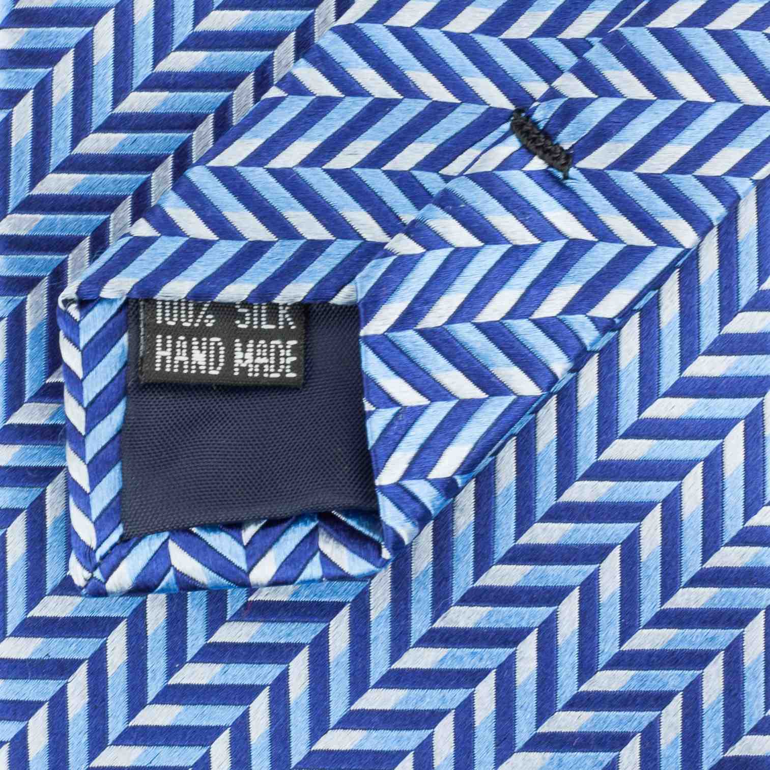 Blue Herringbone Silk-Jacquard Tie