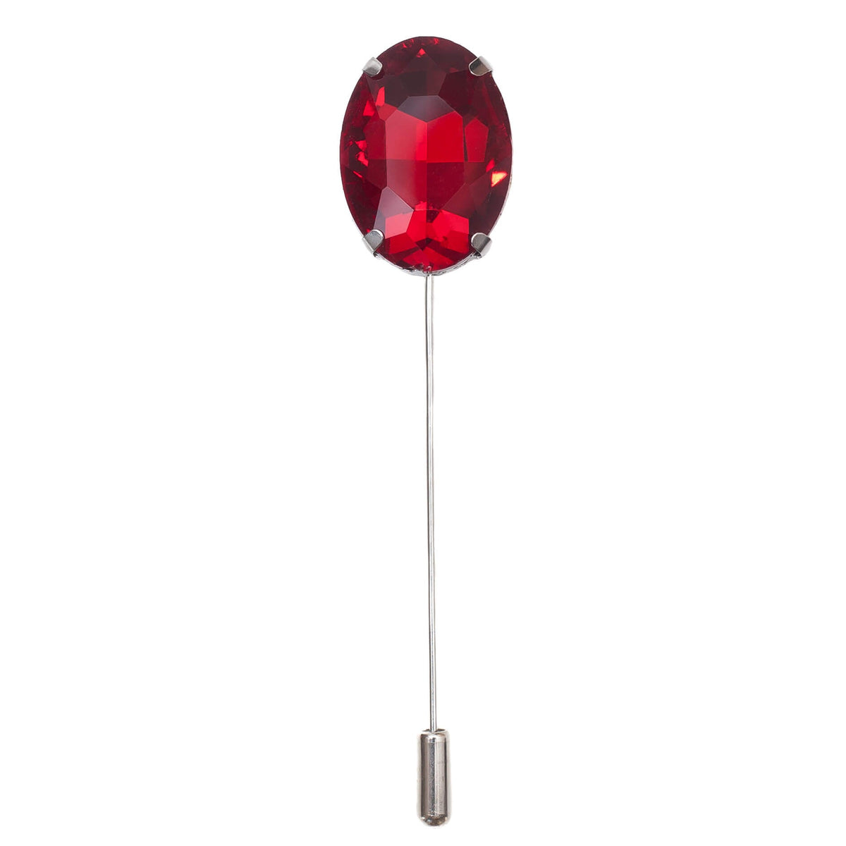 Oval Gem Lapel Pin, Red