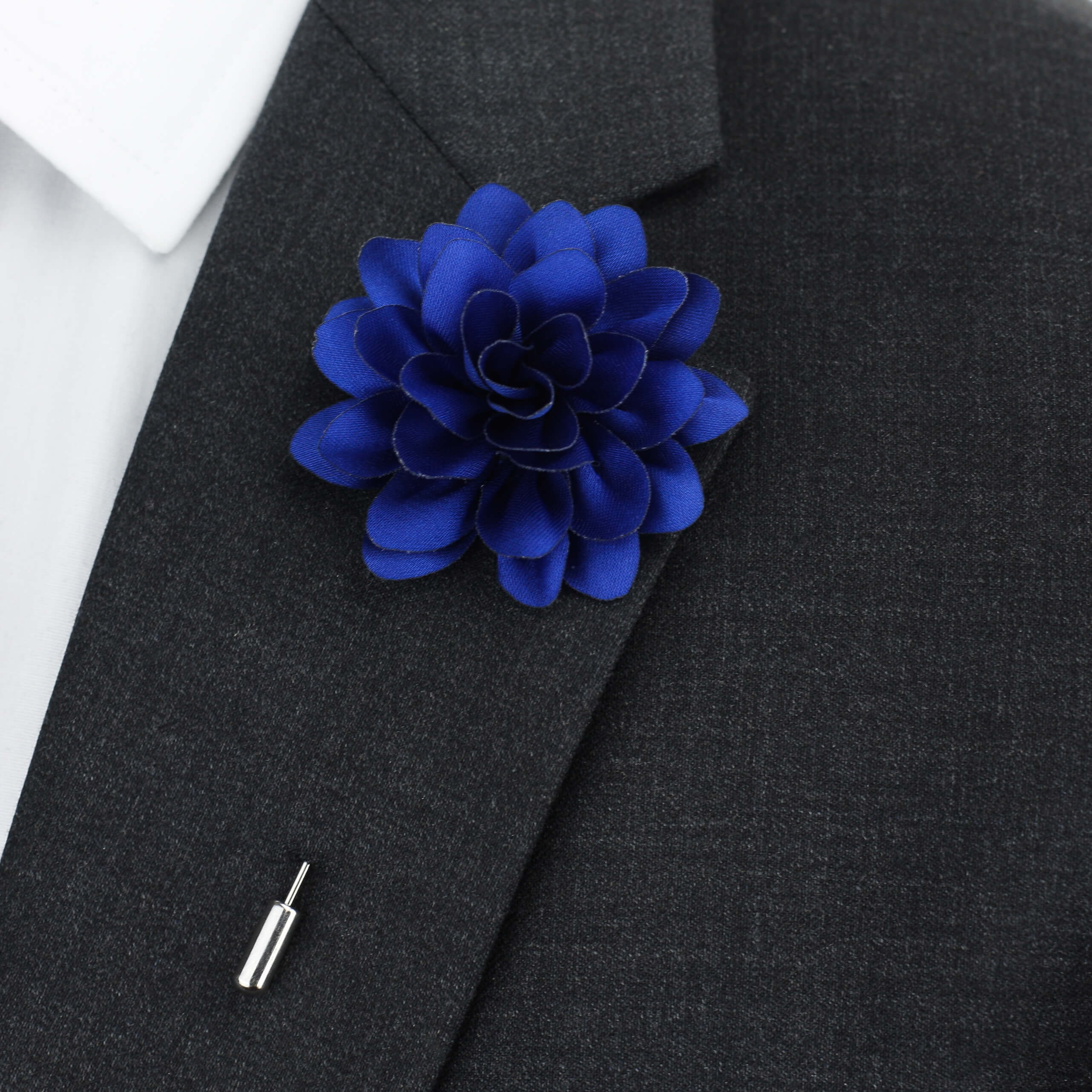 Amour Flower Lapel Pin, Blue