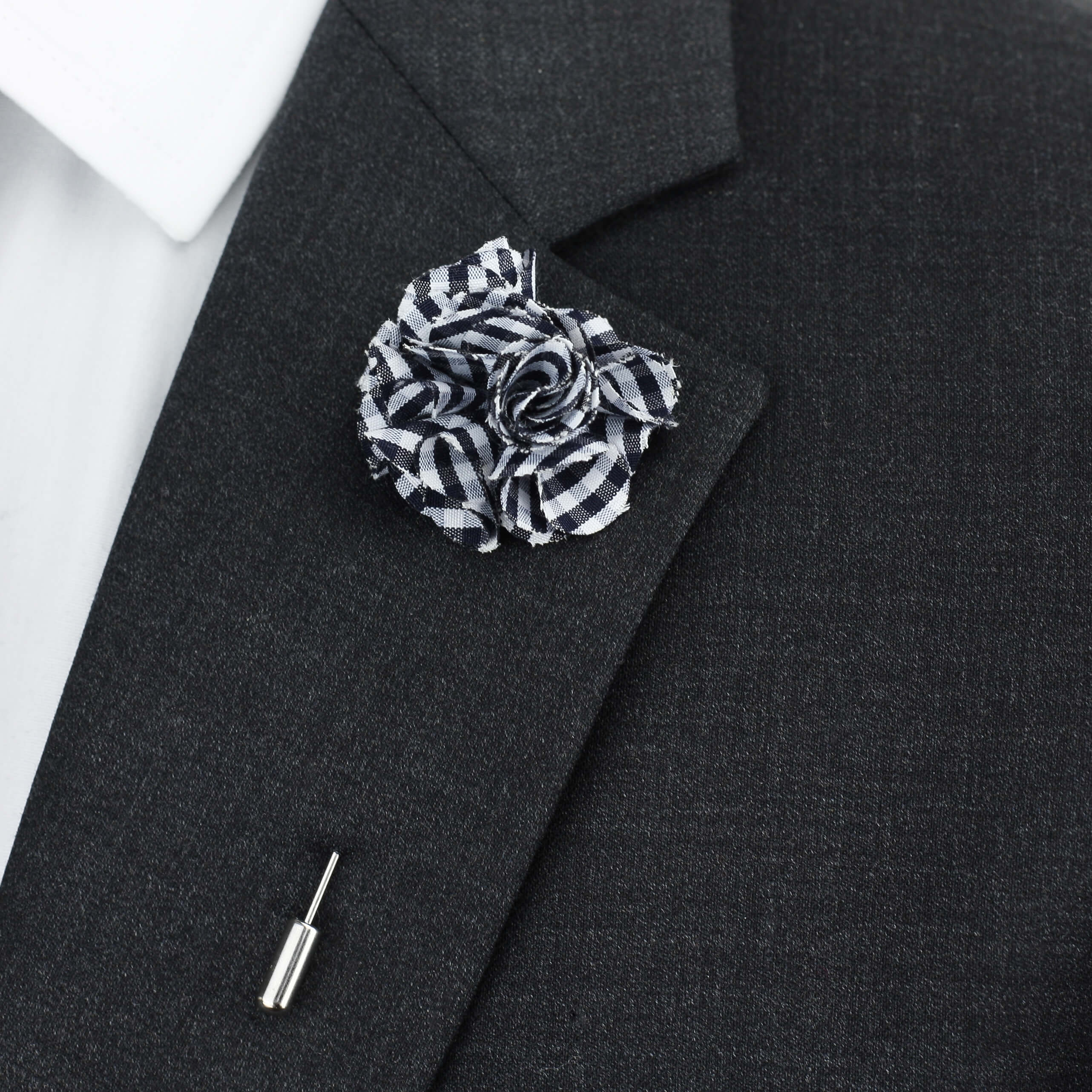 Flower Bunch Lapel Pin, Gingham