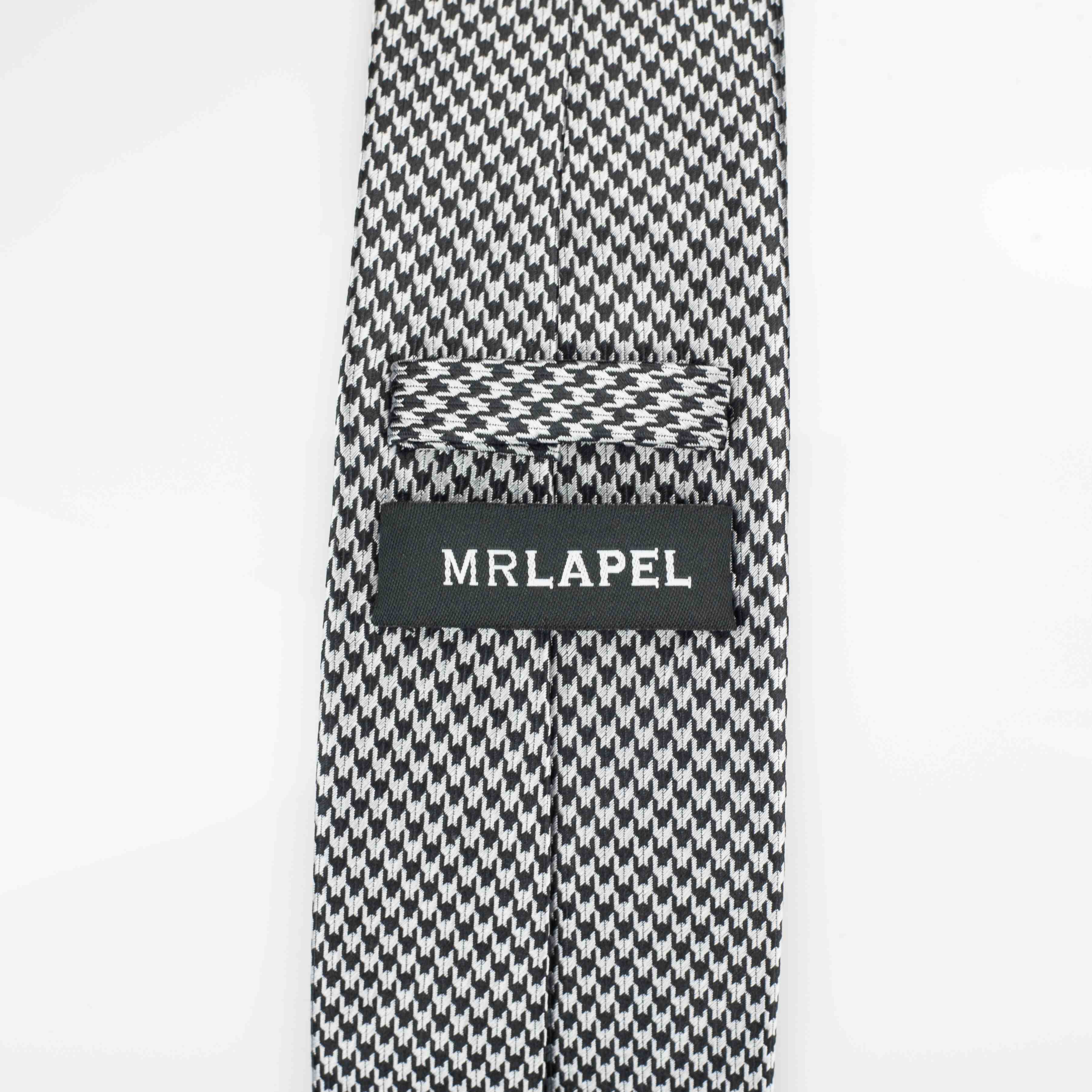 Black and White Silk Houndstooth Tie