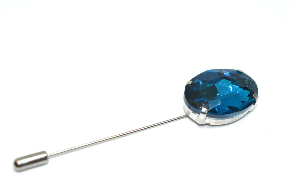 Oval Gem Lapel Pin, Turquoise