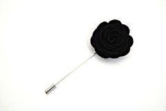 Felt Rose Lapel Pin, Black