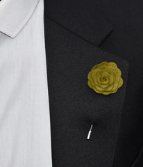 Felt Rose Lapel Pin, Olive